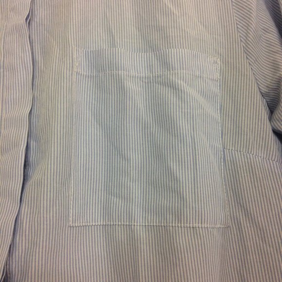 Promod Women Blue White Pinstripe Long Sleeve Button-Down Dress Shirt Long Sz 6 - Picture 3 of 11